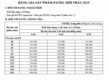 Báo giá Panel Pu năm 2019 từ nhà sản xuất lớn nhất Việt Nam